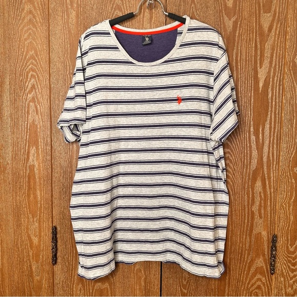 U.S. Polo Assn. Men's Short Sleeve Tee XXL Scoop Neck Purple Grey Casual Shirt - Picture 1 of 6
